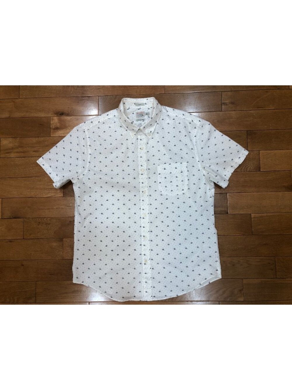 J Crew Slim Secret Wash 100% Cotton Short Sleeve White Button Front Shirt Size L